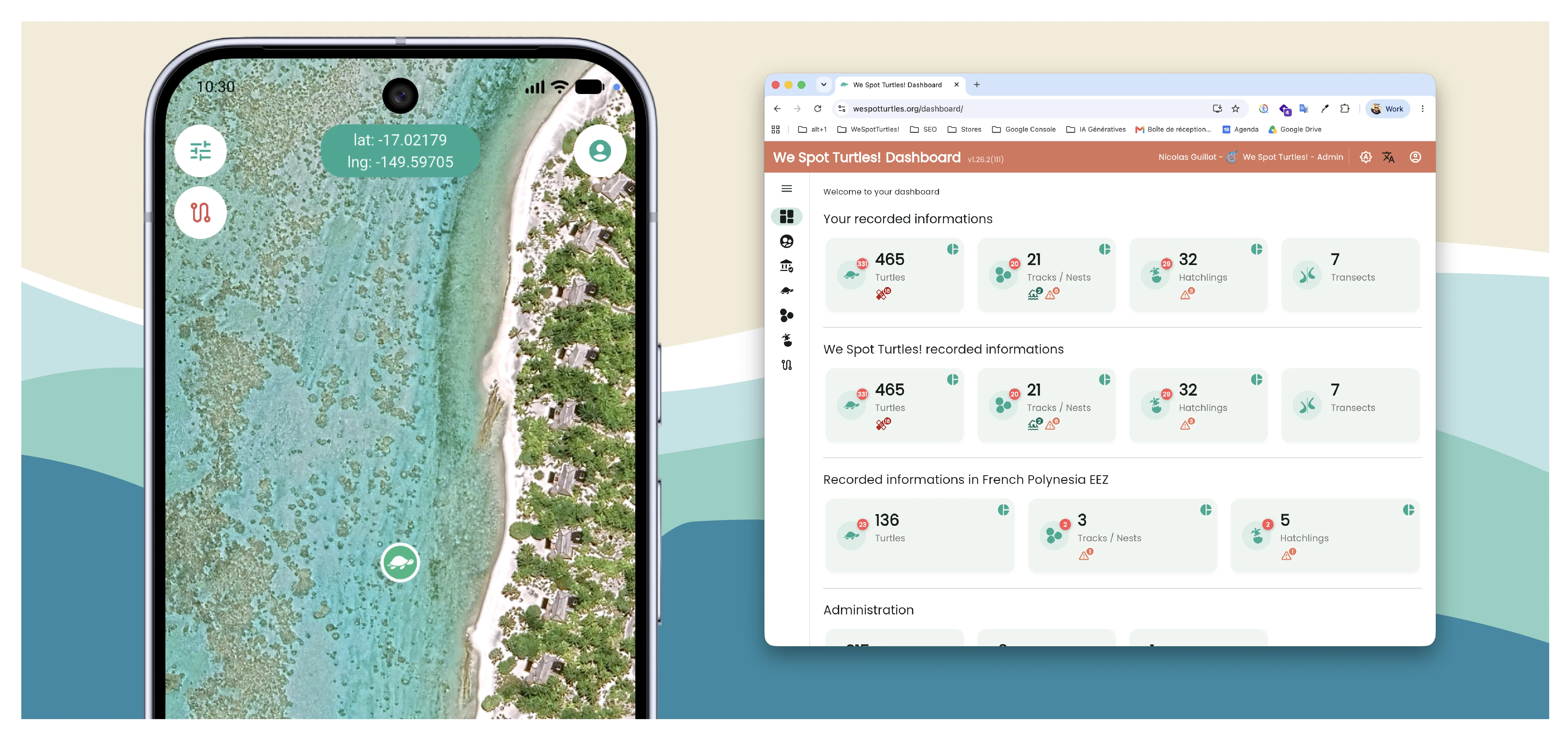 We Spot Turtles mobile application and web dashboard